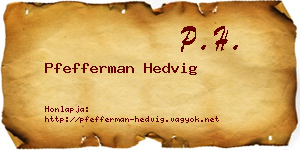 Pfefferman Hedvig névjegykártya